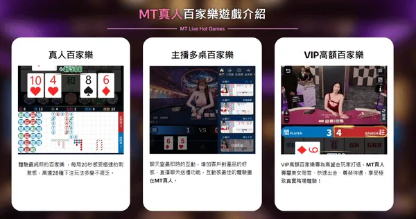 MT百家樂提供多種不同玩法可體驗(photo:mtlive tw)/金享娛樂城