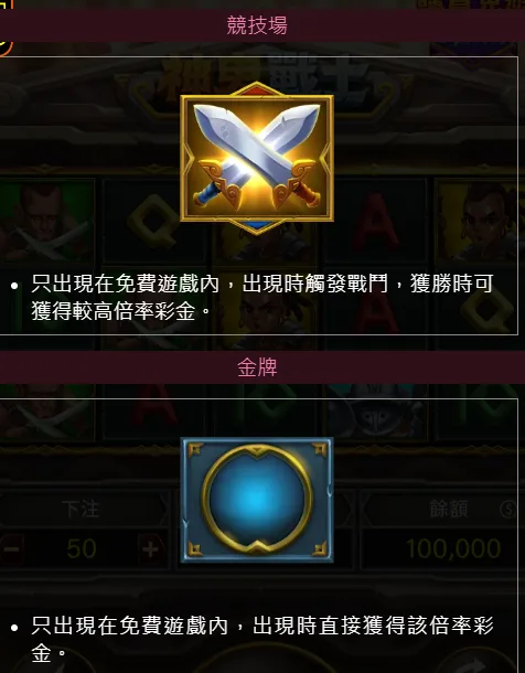 RG電子神鬼戰士競技場與金牌(photo:rgslot.)/金享娛樂城